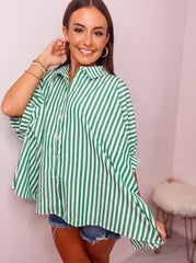 Green/White Oversized Button Down