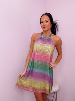 Halter Sequined Mini Dress