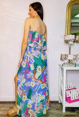 Tropical strapless maxi sundress