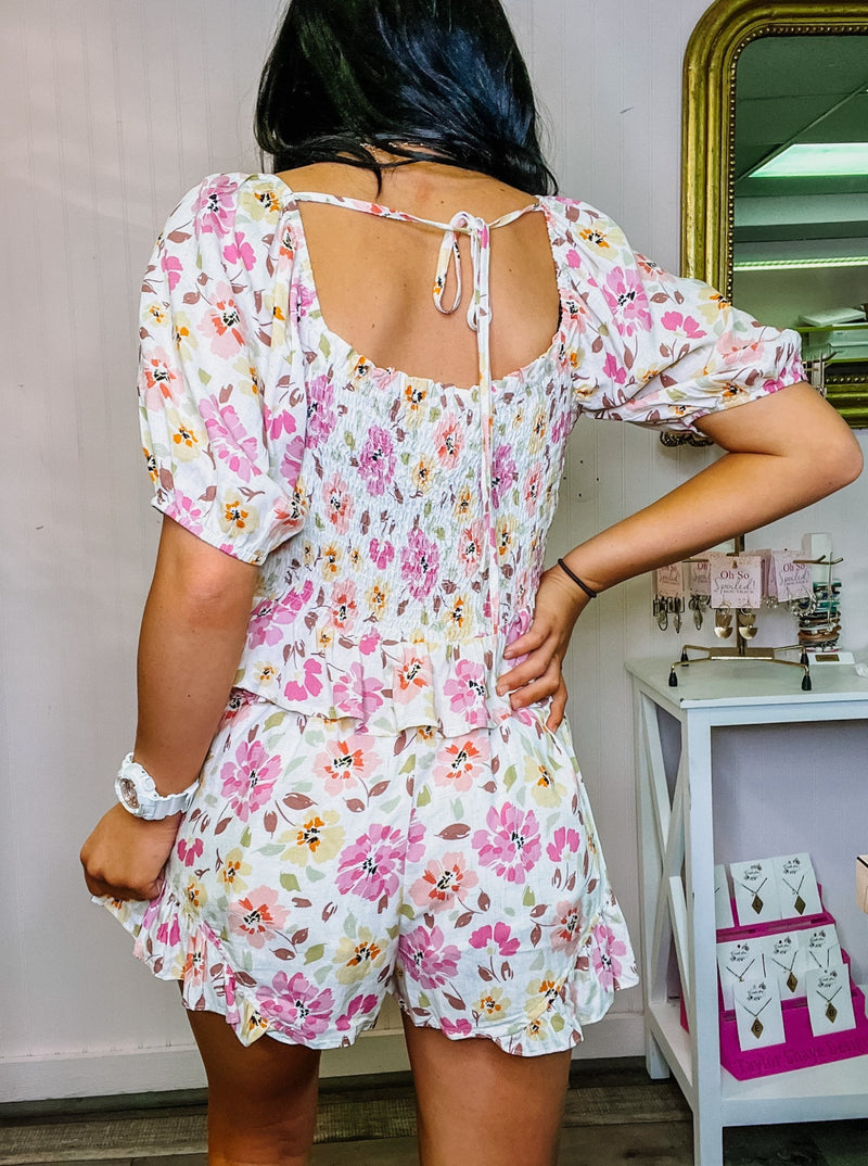 Floral Print Peplum Top