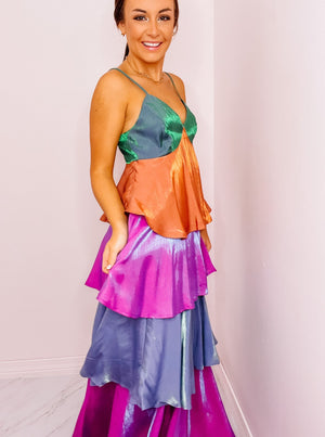 Tiered Colorblock Maxi Dress