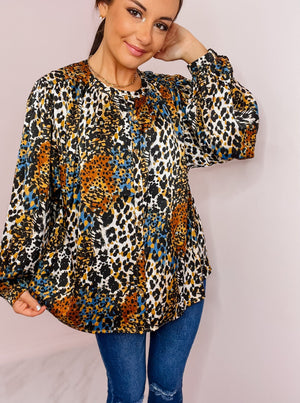 Satin Animal Print Blouse