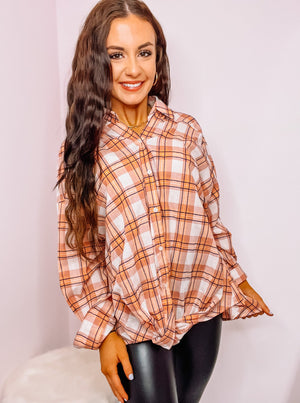 Coral Plaid Shirt