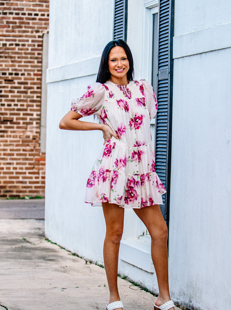 Magenta Floral Printed Dress
