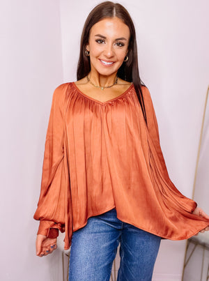 Mauve V neck Blouse