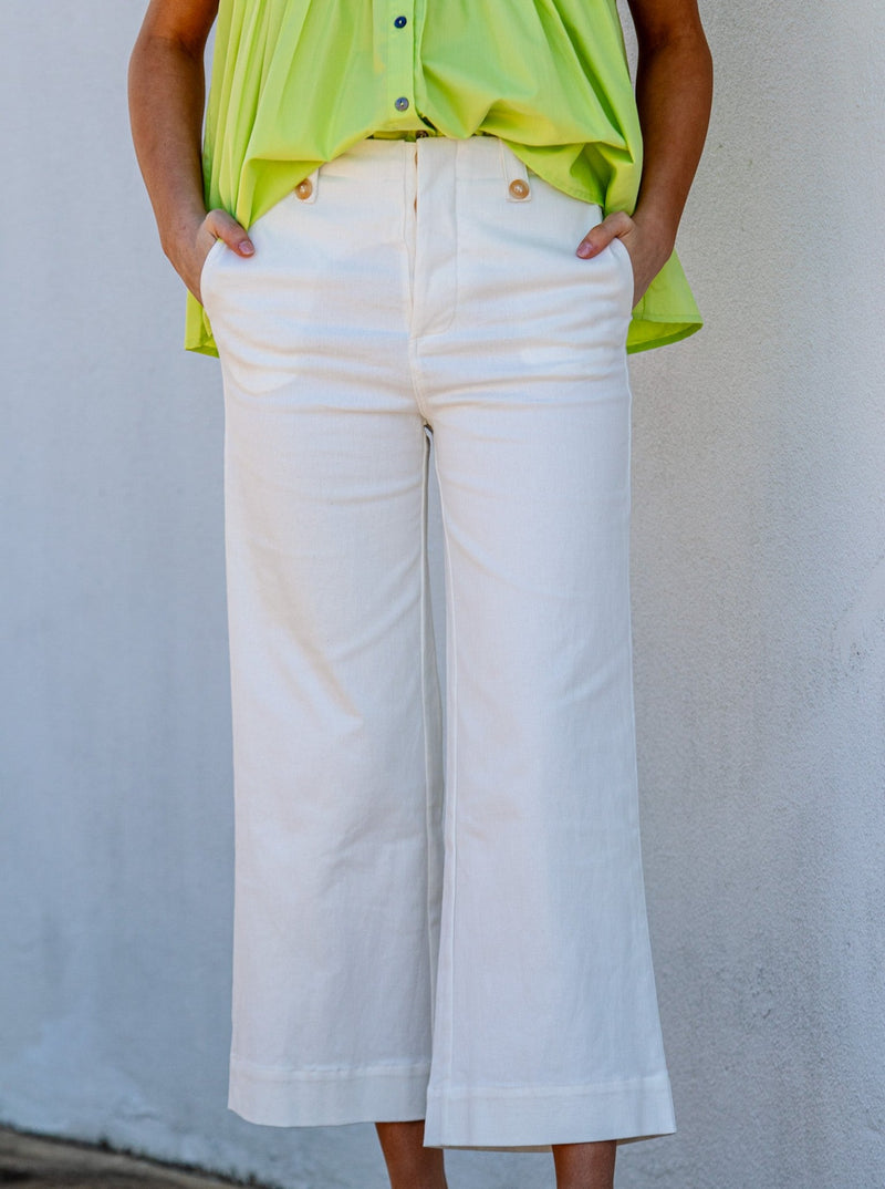 Off White Capri Flares