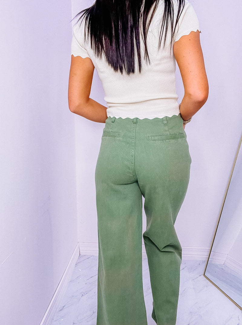 Olive Wide Leg Pants