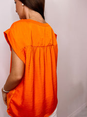 Orange Satin Woven Top