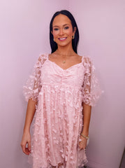 Pink Butterfly Organza Babydoll Dress