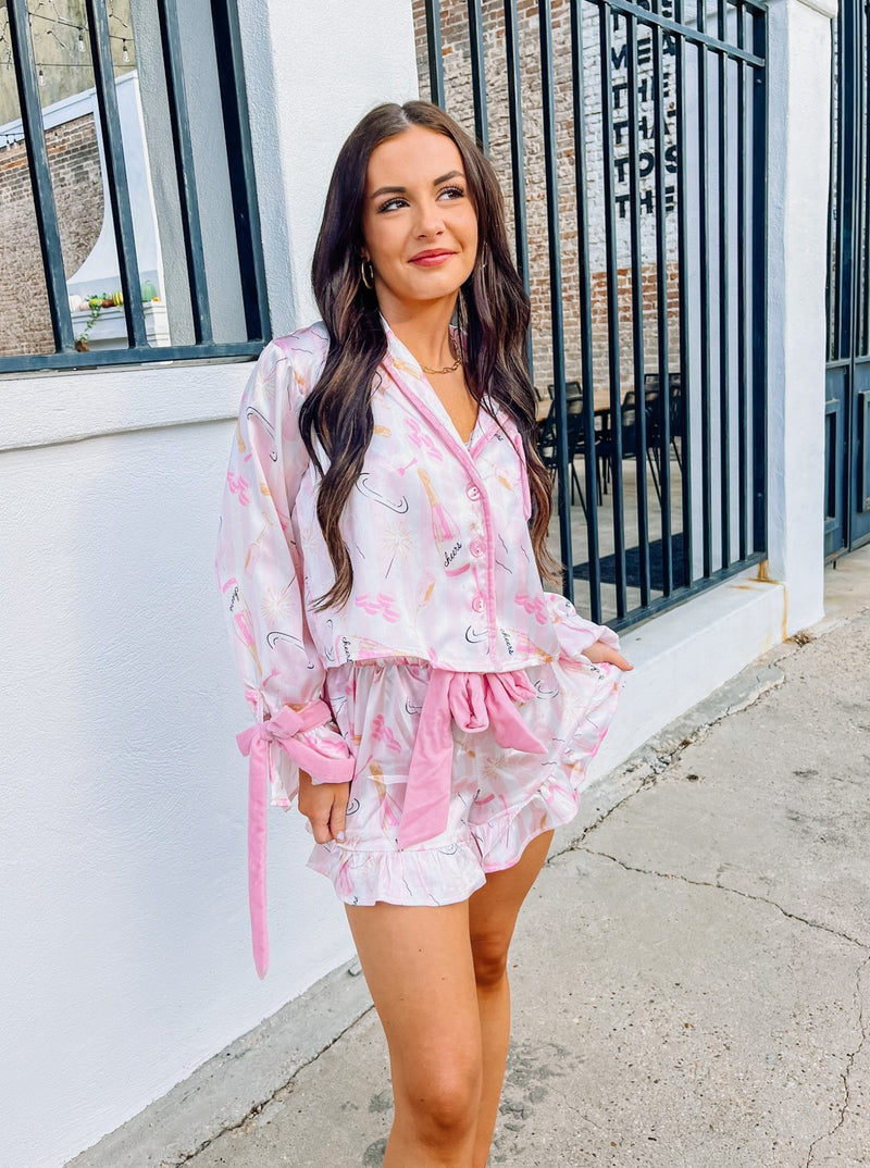 Pink Champagne Silk PJ Short Set