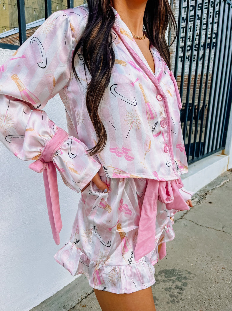Pink Champagne Silk PJ Short Set