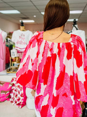 Pink Geometric Patterned Blouse