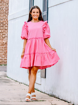 Pink Plaid Babydoll Dress