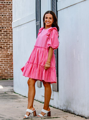 Pink Plaid Babydoll Dress