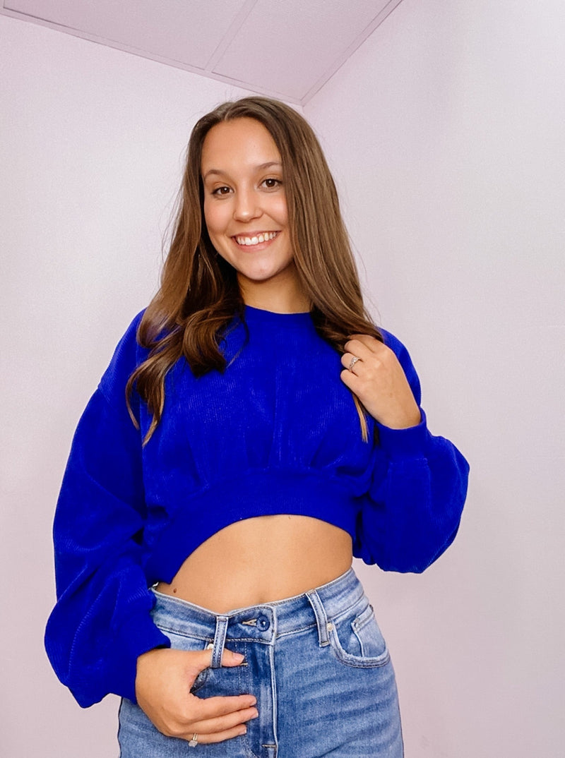 Royal Blue Ribbed Crop Top