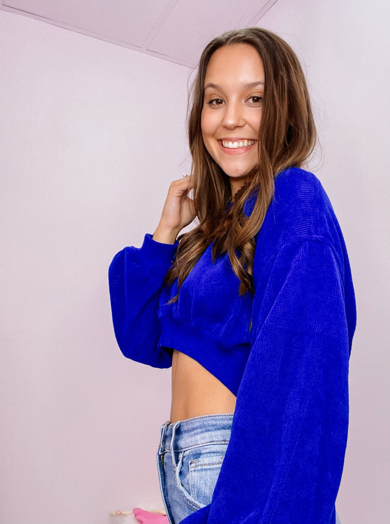 Royal Ribbed Crop Top