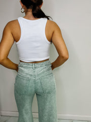 White Racerback Ribbed Crop Top