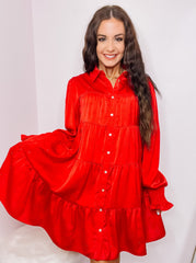 Rhinestone Button Down Shirt Dress