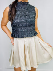 Taupe Satin Flowy Skirt