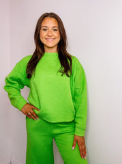 Green Textured Loungewear Sweatshirt