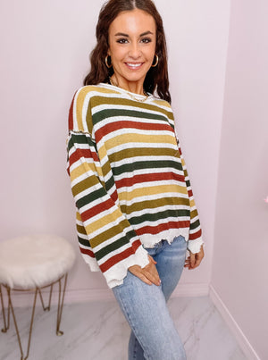 Thick Stripe Loose Fit Sweater