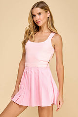 Motion Fitted Tank and Pleated Skirt Dress