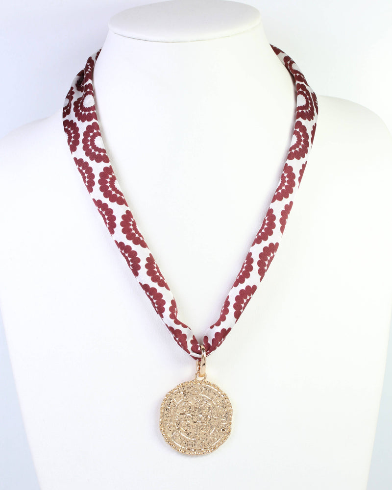 Lucy Floral Skinny Scarf Maroon White