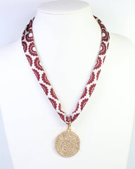 Lucy Floral Skinny Scarf Maroon White