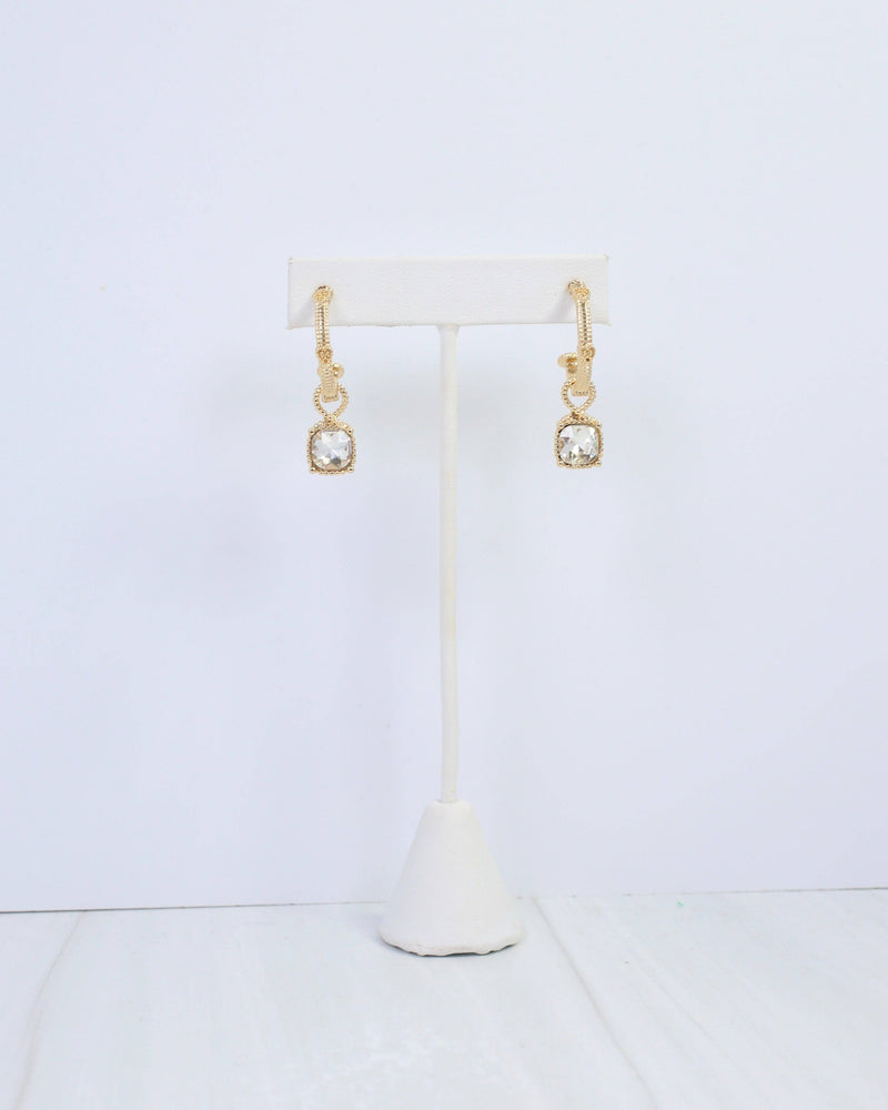 Anika Textured Large Hoop With Dangle Clear