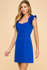 Scoop Neckline Ruffle Detail Dress