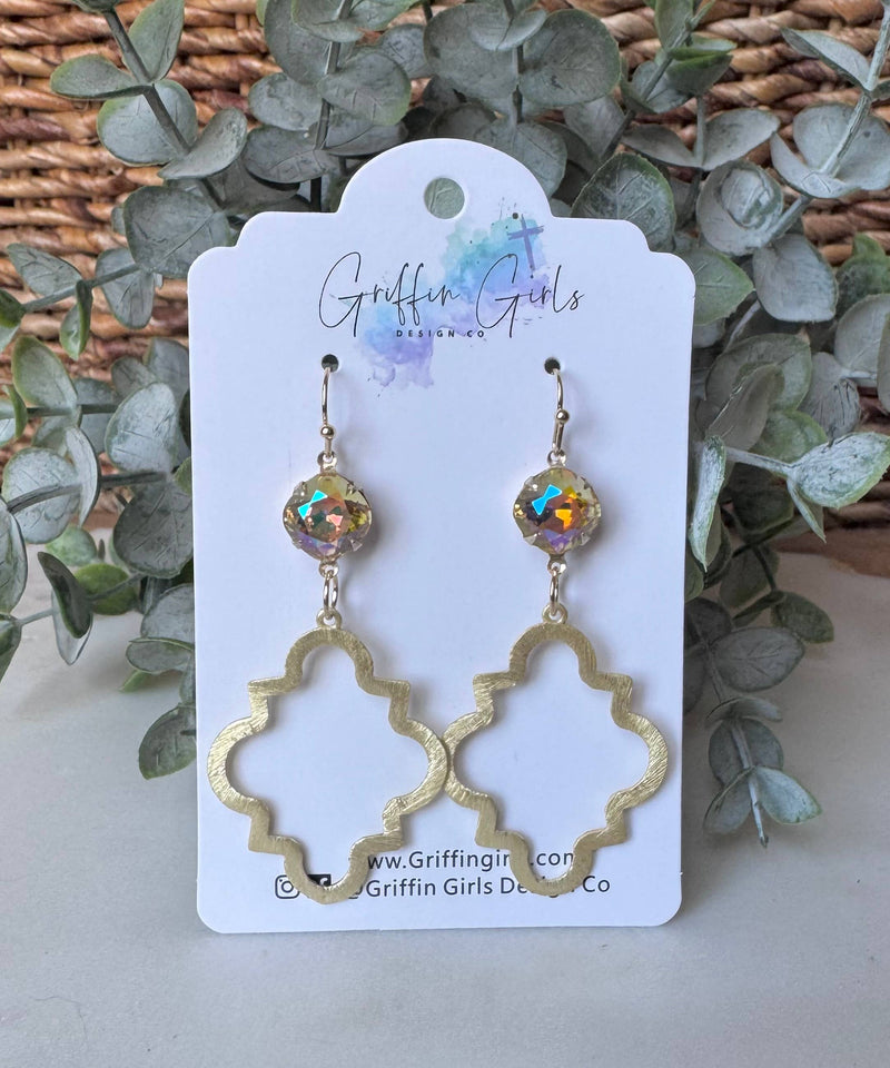 Avery (gold with iridescent stone) Earrings