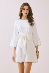 Flare Three Quarter Sleeves A Line Mini Dress