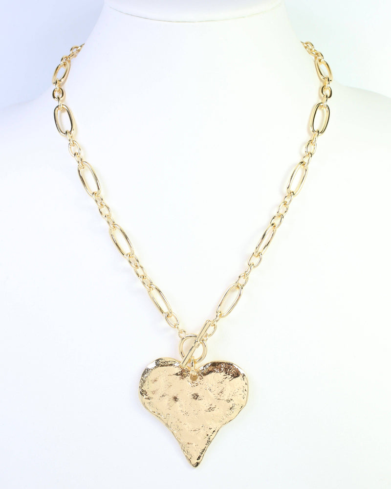 Jovie Heart Pendant Toggle Necklace Gold