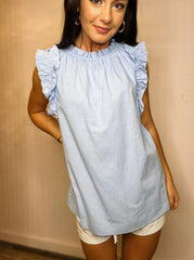 Baby Blue Linen Blouse