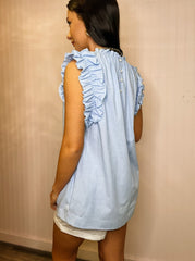 Baby Blue Linen Blouse