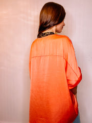 Orange v neck blouse