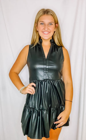 Faux Leather Sleeveless Dress