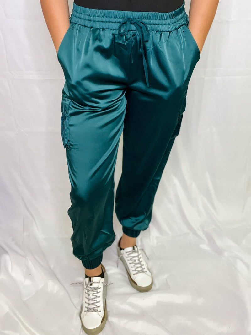 Hunter Green Satin Joggers