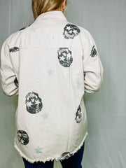 Skull Print Twill Jacket