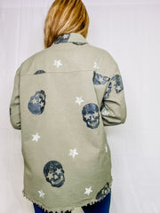 Skull Print Twill Jacket