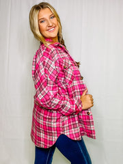 Pink Plaid Button Down Jacket