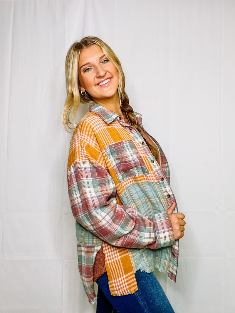 Blush Blue Plaid Shirt