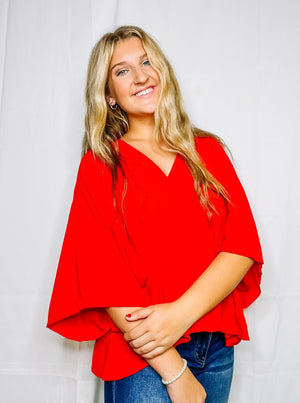 Red Poncho Blouse