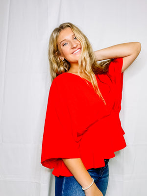 Red Poncho Blouse