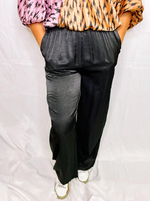 Black High Waist Flowy Pants