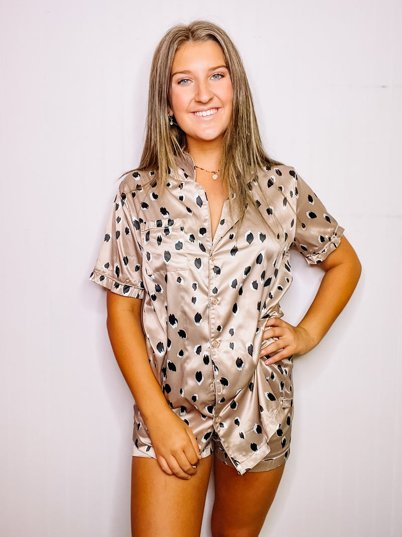 Taupe Animal Print Lounge Set 