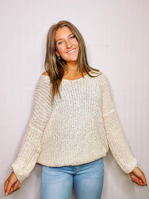 Loose Knit V Neck Sweater