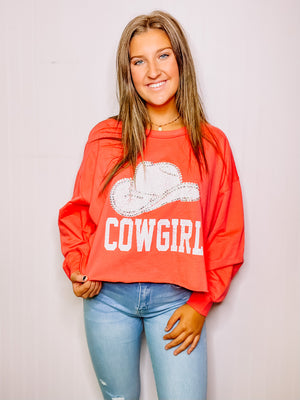 Cowgirl Embellished Print Sweatshirt