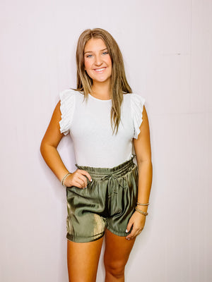 Olive High Waisted Shorts