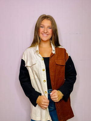 Color Block Corduroy Jacket